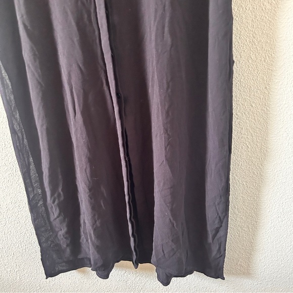 Forever 21 Contemporary Button Up Coverup Dress XL Black Dolman Sleeve Minimal - Picture 2 of 9